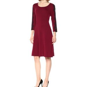 Nine West Sweater Dress, Lace Trim, Size L